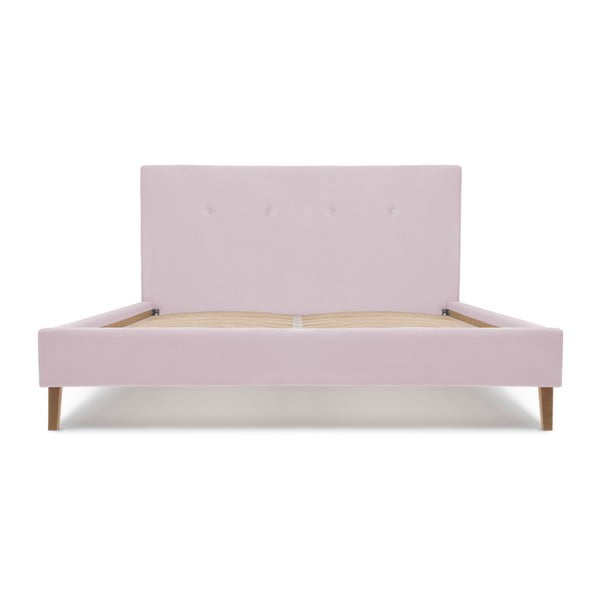 Růžová postel s přírodními nohami Vivonita Kent, 140 x 200 cm-image-3