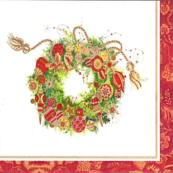 Balení 10 papírových ubrousků s vánočním motivem PPD Spirit Wreath