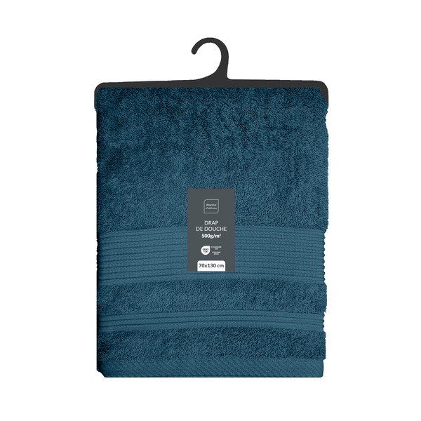 Tmavě modrá froté bavlněná osuška 70x130 cm Tendresse – douceur d'intérieur-image-4