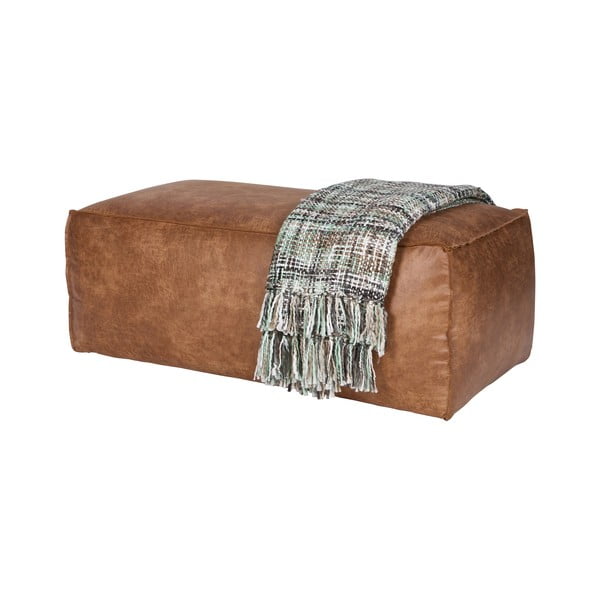 Koňakově hnědá podnožka z imitace kůže Rodeo – WOOOD-image-4