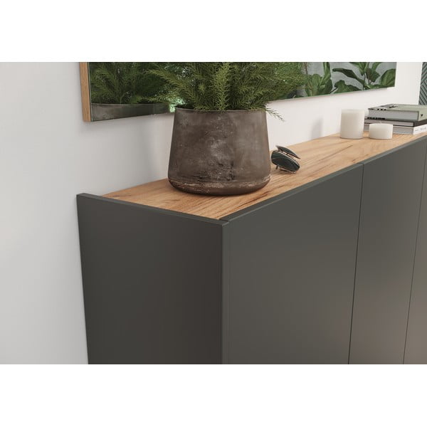 Antracitová závěsná skříňka v dekoru dubu 138x87x25 cm Libbiano – Germania-image-4