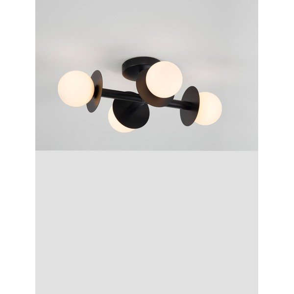Bílé/černé kovové stropní svítidlo se skleněným stínidlem 37x51 cm Pielo – Nova Luce-image-1