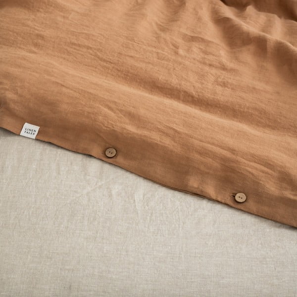 Hnědé prodloužené lněné povlečení na dvoulůžko 200x220 cm – Linen Tales-image-2