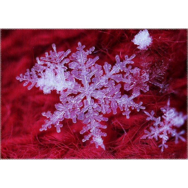 Koberec Vitaus Christmas Period Red Icy Snowflake, 50 x 80 cm