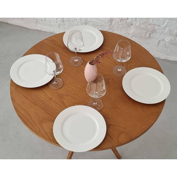 Kulatý jídelní stůl s deskou v dekoru jasanového dřeva ø 70 cm Jubi – Ragaba-image-3