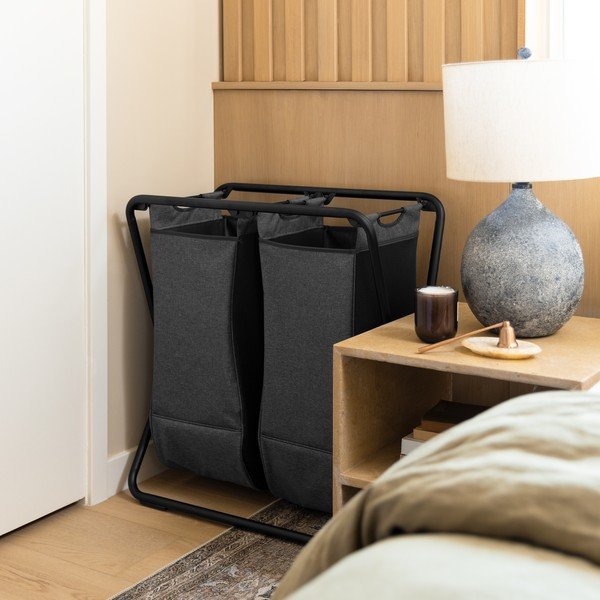 Tmavě šedý skládací látkový koš na prádlo 200 l – simplehuman-image-1
