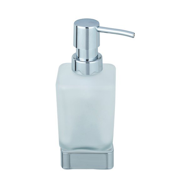 Samodržící skleněný dávkovač mýdla v leskle stříbrné barvě 200 ml Genova – Wenko-image-2