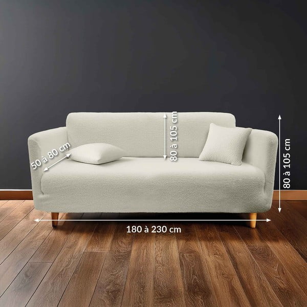Krémový 3místný napínací potah na pohovku Laina – douceur d'intérieur-image-2