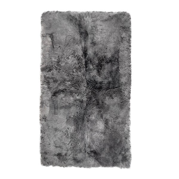 Šedý obdélníkový kožešinový koberec s krátkým chlupem, 165 x 100 cm
