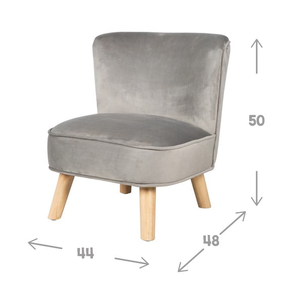 Světle šedé sametové dětské křesílko Lil Sofa – Roba-image-3