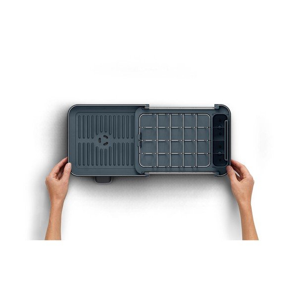 Černý nastavitelný plastový odkapávač 31x19 cm Extend Slim Steel – Joseph Joseph-image-4