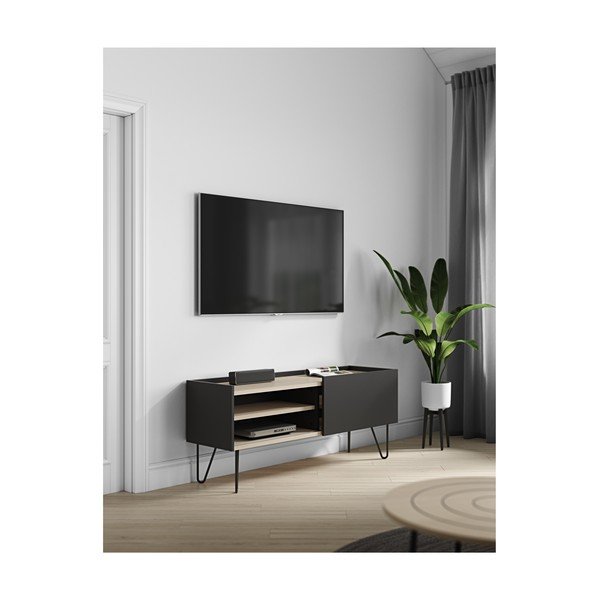 Černá komoda s policí a dvířky TemaHome Nina, 140 x 59 cm-image-4