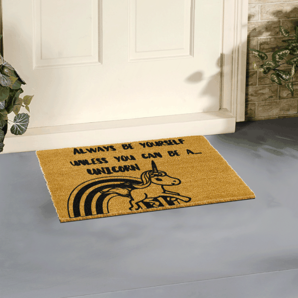 Rohožka z přírodního kokosového vlákna Artsy Doormats Unicorn, 40 x 60 cm-image-1
