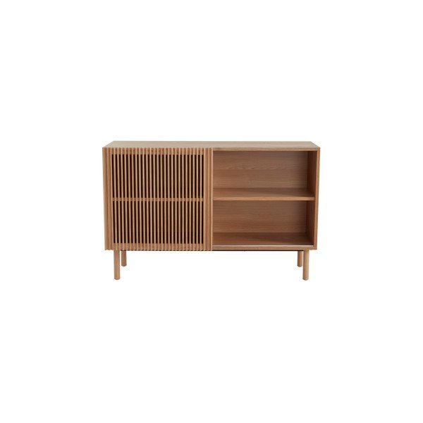 Skříňka v dekoru jasanu s posuvnými dveřmi v přírodní barvě 124x80x45 cm Sion – Jotex