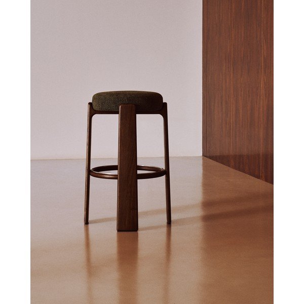 Zelená/v tmavě přírodní barvě barová stolička z jasanového dřeva (výška sedáku 75 cm) Granite – Kave Home-image-1