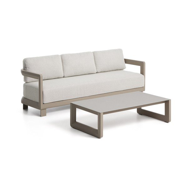 Béžový/taupe hliníkový zahradní lounge set pro 3 osoby Nerano – Kave Home