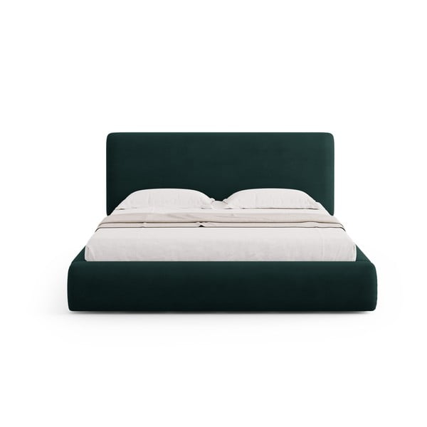 Tmavě zelená čalouněná dvoulůžková postel s úložným prostorem s roštem 200x200 cm Colonel – Cosmopolitan Design-image-3