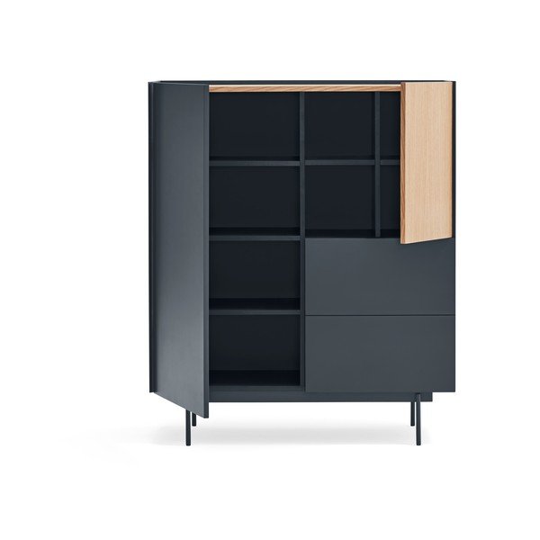 Vysoká komoda v dekoru dubu v antracitovo-přírodní barvě 100x120 cm Otto – Teulat-image-3