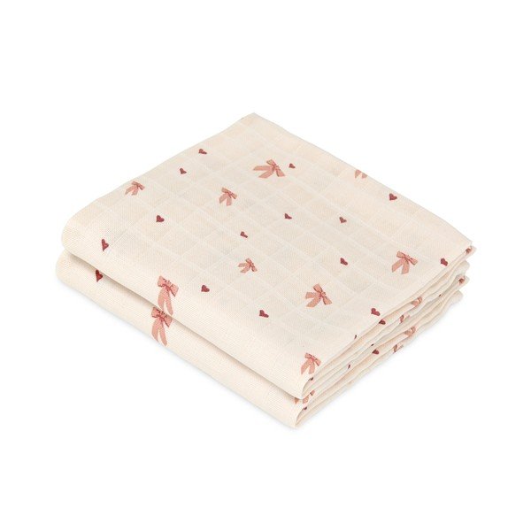 Růžové/béžové mušelínové pleny 2 ks 70x70 cm Bows – Cam Cam Copenhagen