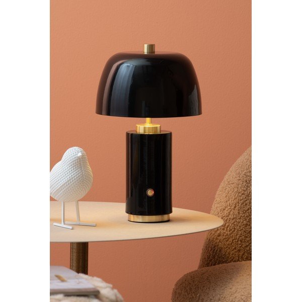 Černá LED stmívatelná stolní lampa s kovovým stínidlem (výška 30 cm) Freya – Leitmotiv-image-1