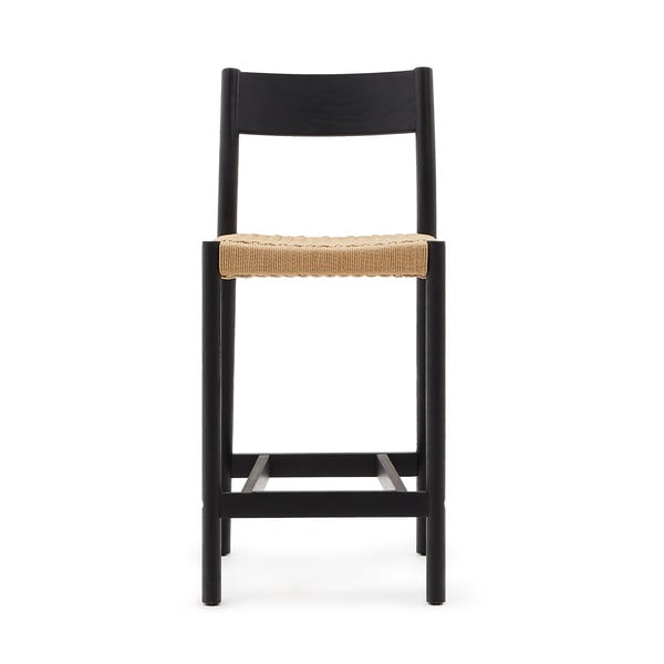 Černá/v přírodní barvě barová židle z dubového dřeva (výška sedáku 65 cm) Yalia – Kave Home-image-4
