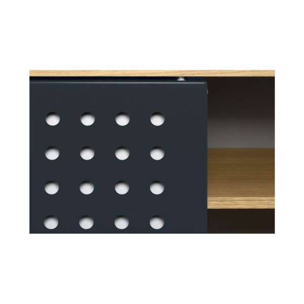 TV komoda v dekoru dubového dřeva s černobílými detaily TemaHome Dann Dots, délka 135 cm-image-1