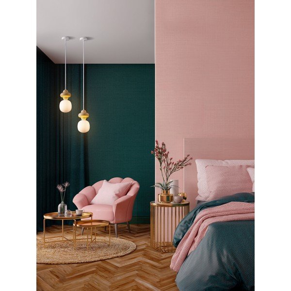 Bílé/krémové keramické závěsné svítidlo se skleněným stínidlem ø 18 cm Clio – Nova Luce-image-2