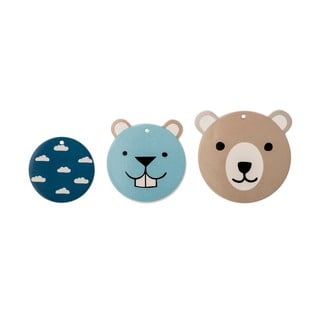 Sada 3 nástěnných dekorací Bloomingville Mini Teddy Bear