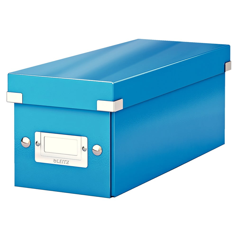 Modrý kartonový úložný box s víkem Click&Store - Leitz