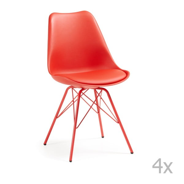 Sada 4 červených židlí La Forma Lars