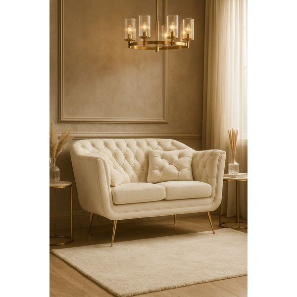 Krémová sametová pohovka 130 cm Budapest – Mauro Ferretti-image-1