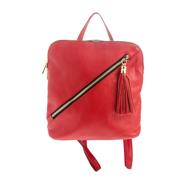 Červený kožený batoh Tina Panicucci Helga