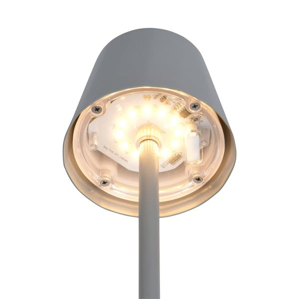 Šedá LED stolní lampa s kovovým stínidlem (výška 21 cm) Diaz – Trio-image-4