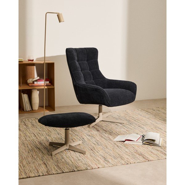 Tmavě modrá žinylková podnožka Teryl – Kave Home-image-1