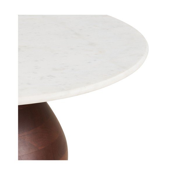 Bílý/v tmavě přírodní barvě kulatý konferenční stolek s mramorovou deskou  ø 70 cm Heide – House Nordic-image-4