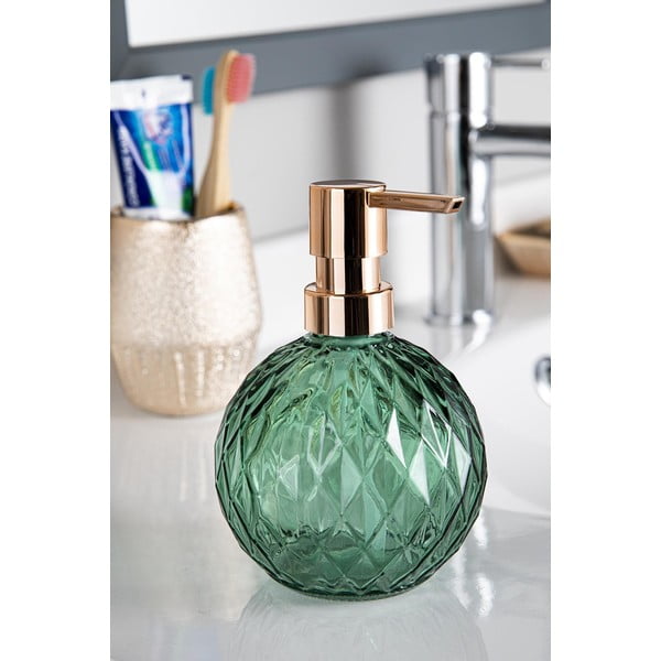 Zelený skleněný dávkovač mýdla 450 ml – Foutastic-image-1