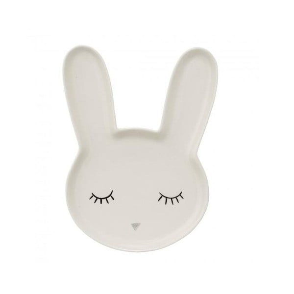 Bílý dětský talíř z kameniny Bloomingville Mini Smilla Bunny