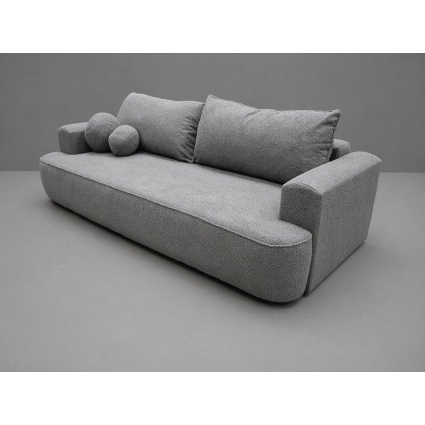 Šedá rozkládací/s úložným prostorem pohovka z textilie bouclé 247 cm Quinoa - II. jakost – Bonami Selection-image-2