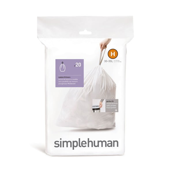 Stahovací pytle na odpadky v sadě 20 ks 35 l H – simplehuman