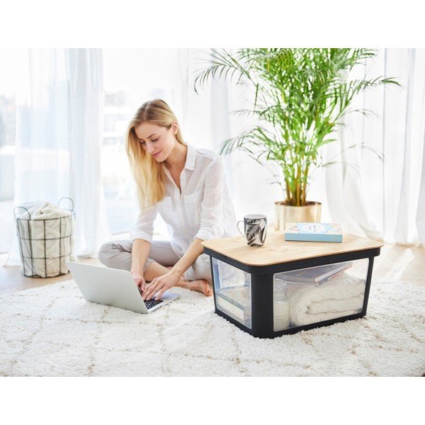 Černé plastové víko na úložný box 57x39x3 cm Albris – Rotho-image-1