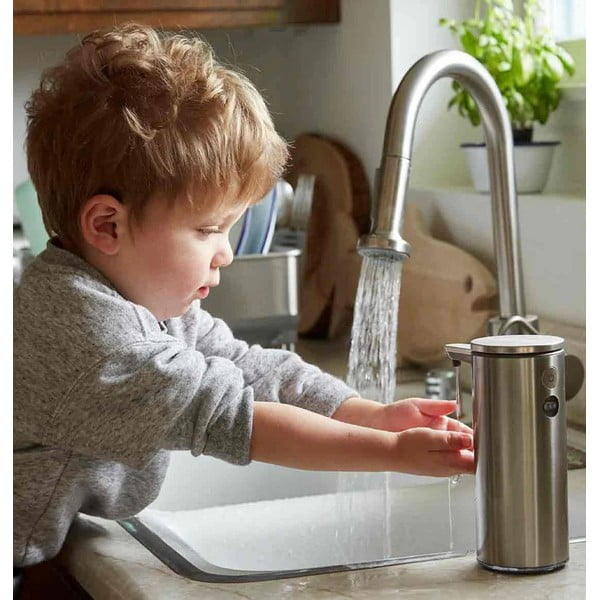 Šedý automatický ocelový dávkovač mýdla 266 ml - simplehuman-image-4