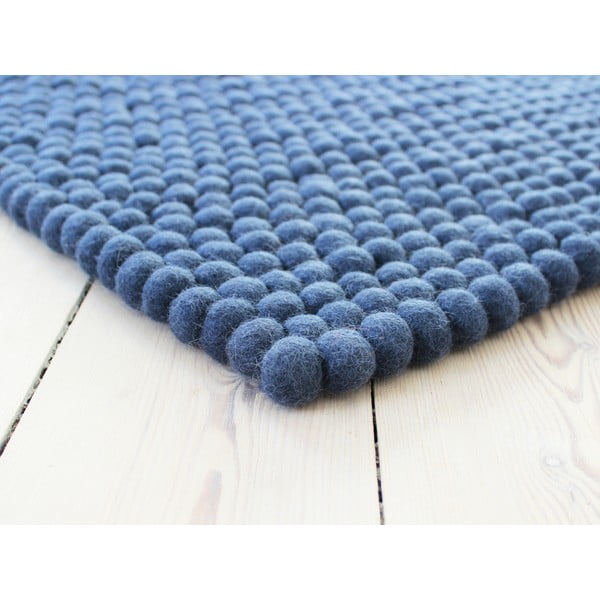 Modrý kuličkový vlněný koberec Wooldot Ball Rugs, 120 x 180 cm