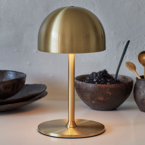 LED stolní lampa na dálkové ovládání v mosazné barvě s kovovým stínidlem (výška 22 cm) Tim – Sirius-image-1