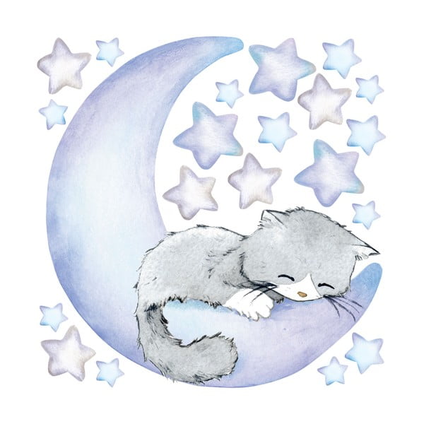 Modré dětské samolepky na zeď Ambiance Magic Cat-image-2