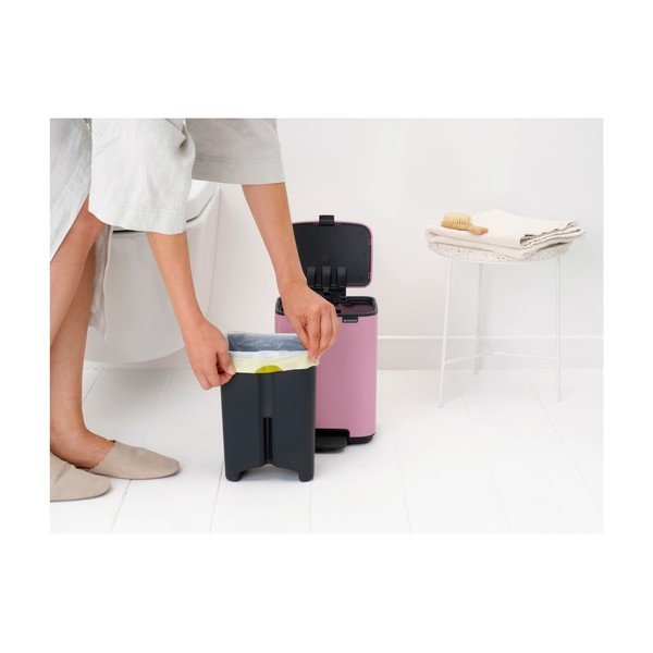 Růžový nášlapný ocelový odpadkový koš 4 l Bo – Brabantia-image-3