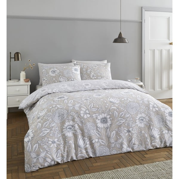 Šedé povlečení 200x135 cm Tapestry Floral - Catherine Lansfield-image-1