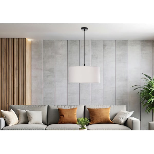 Bílé závěsné svítidlo s textilním stínidlem ø 40 cm Shanti – Candellux Lighting-image-4
