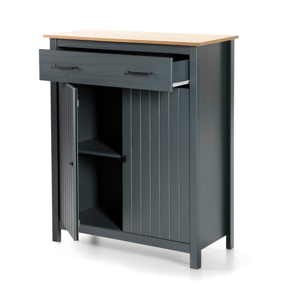 Tmavě modrá vysoká komoda z borovicového dřeva 90x110 cm Miranda – Marckeric-image-3