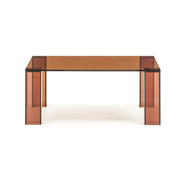 Hnědý skleněný konferenční stolek 85x85 cm Adularia – Kave Home-image-3