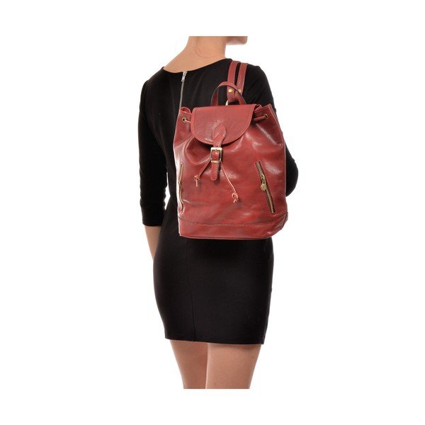 Červený kožený batoh Sofia Cardoni Cindy-image-4